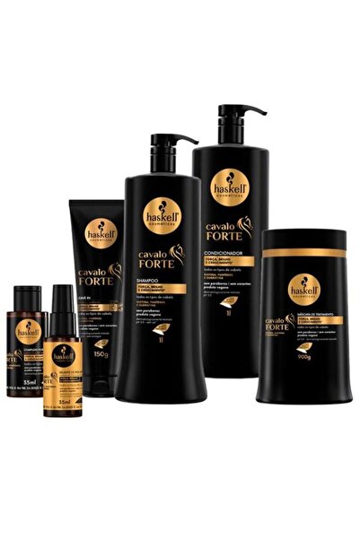 Haskell Cosmeticos Grande Kit, Cavalo Forte, (σαμπουάν + κοντίσιονερ + μάσκα + μαλακτικό + περιποίηση 35 ml + ορός 35 ml)