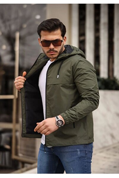 The Naz Line Men's Lined Waterproof Raincoat with Hooded Pockets