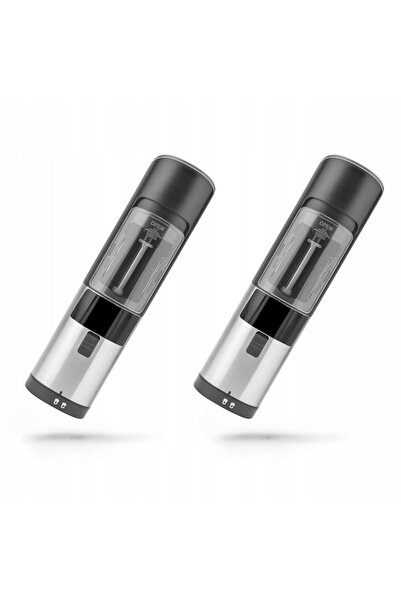Huslog Set of 2 Electric Gravity Mills for Pepper and Salt, Huslog, Black-Silver, 25W