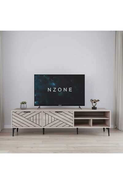 NZONE STORE Modern wooden TV table with elegant geometric design