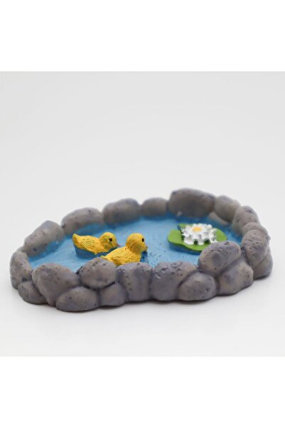 Generic بركة لوتس صغيرة من الراتنج - حديقة جنية صغيرة وديكور بونساي