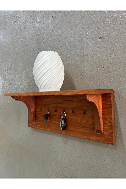 Home Terracotta Askılıklı Ahşap Duvar Rafı