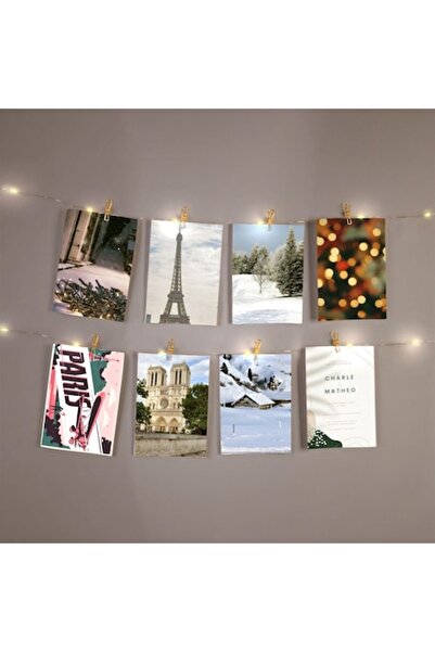 OEM Guler decorativ cu cleme aurii și LED-uri alb cald - 16 buc.