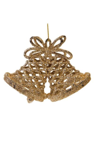 OEM Set of Christmas bell ornaments, beige glitter, 11 cm - 3 pcs