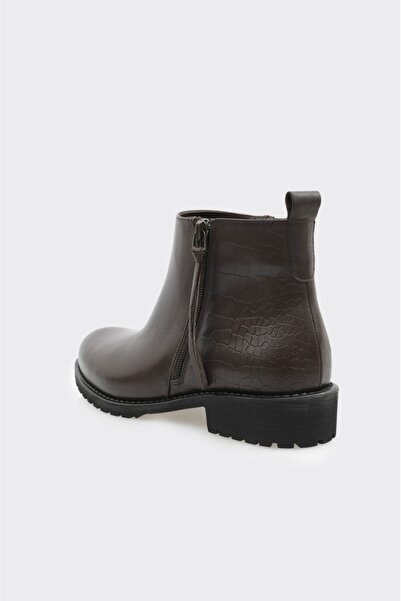 derinet Hakiki Deri Fermuarlı Kadın Bot