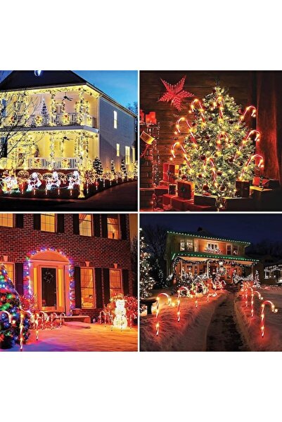 OEM Baston decorativ de Crăciun, plastic, rezistent la apă, 14 LED-uri, roșu/...