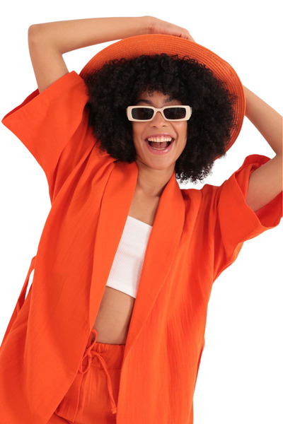 Budi Relaxed Fit Kimono Top - Orange