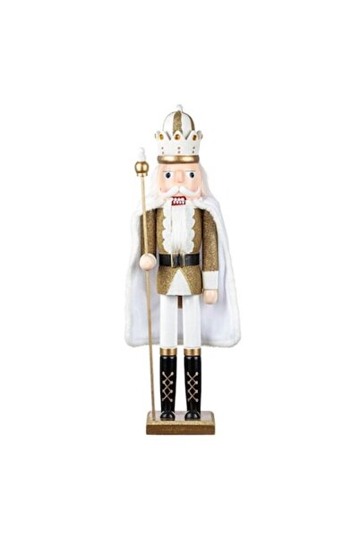 SHOPIENS Christmas Nutcracker Figurine in White Uniform with Cape, Gold Detai...