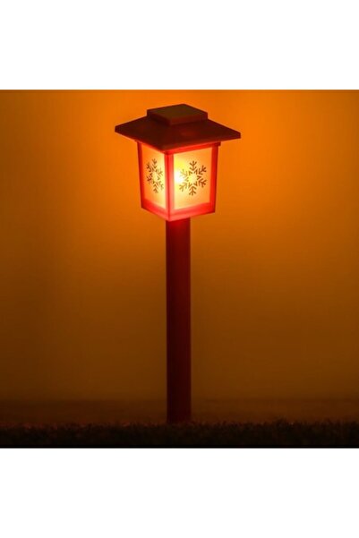 SHOPIENS Ηλιακό Φανάρι Karácsony, 38 εκ., Εφέ Φλόγας, Κόκκινο με Μαύρες Νιφάδ...