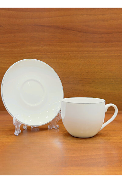 ALQANNAS 12-piece porcelain milk cups with elegant silver lines and high quality