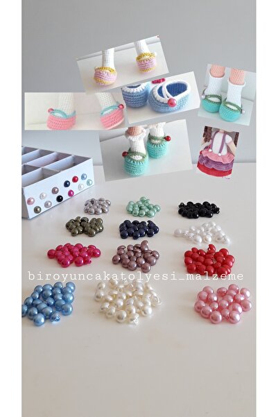 biroyuncakatolyesi AMİGURUMİ İNCİ DÜĞME KARIŞIK 20 ADET ( 10ÇİFT)