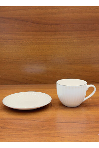 ALQANNAS 12-piece porcelain milk cups with elegant silver lines and high quality