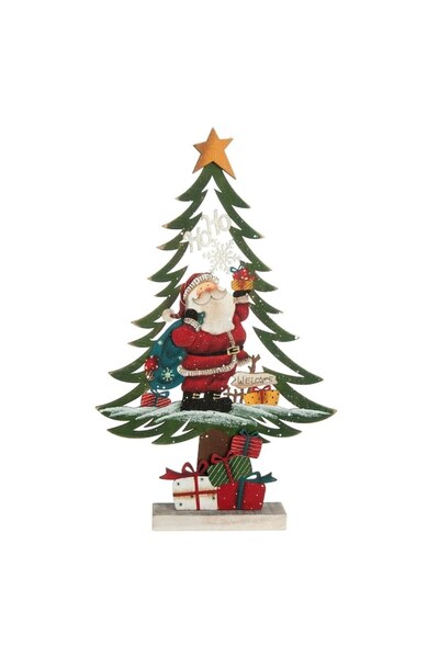 SHOPIENS Wooden Christmas Tree with Santa Claus 43.5 cm