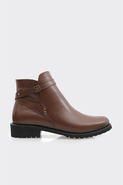 derinet Fermuarlı Hakiki Deri Kadın Bot