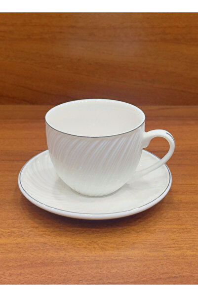 ALQANNAS 12-piece porcelain milk cups with elegant silver lines and high quality