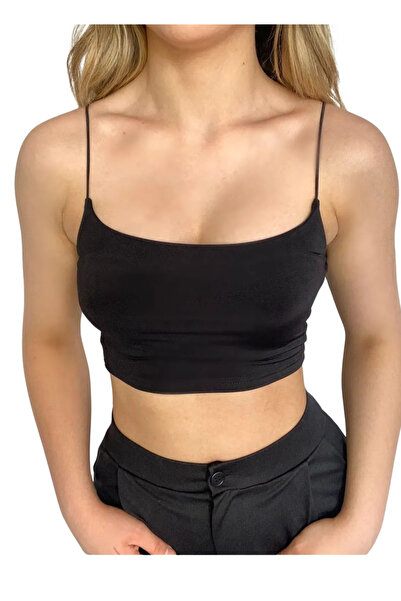 TUBA TOPTAŞ Strappy Crop Blouse-Black