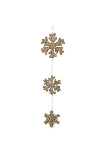 OEM Χριστουγεννιάτικη Διακόσμηση, Κρεμαστές Μπεζ Χιονονιφάδες από Αφρό με Γκλ...