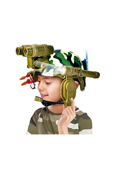 CREATIVE Toy Army Helmet, for Children over 6 years, with LED Light, Binoculars and Goggles, Camouflage Green