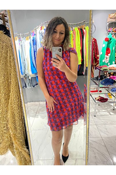 MODA Bordo şifon elbise