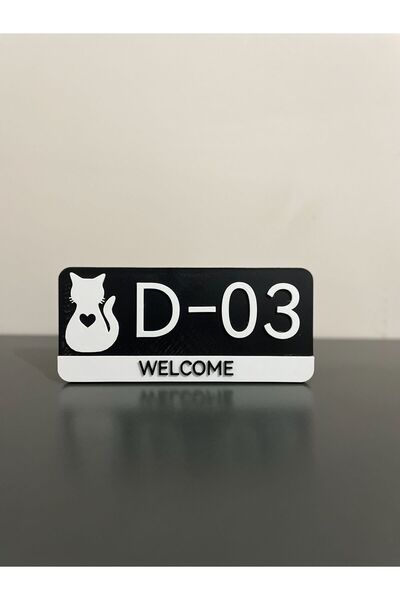 Lara Design House Kedi Figürlü Modern Kapı Numarası Tabelası – Kişiye Özel Ev...