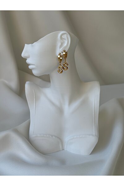 NB STEELORA أقراط من الفولاذ 316L بلون ذهبي على شكل حرف