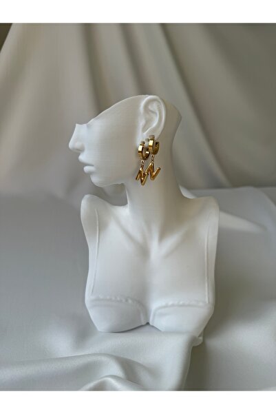 NB STEELORA أقراط من الفولاذ 316L بلون ذهبي على شكل حرف