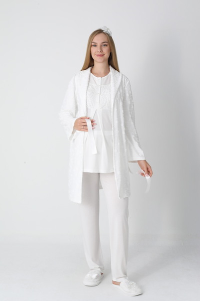 Lohusa Homewear Жіночий екрю шарф-комір Спеціальний дизайн Зимовий халат для ...