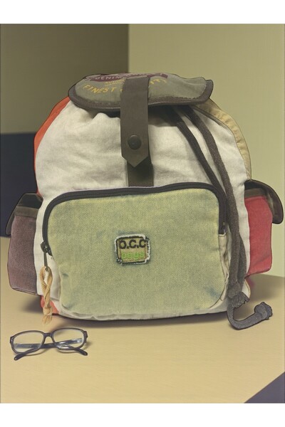 Old Cotton Quality Single Eyed Vintage Casual Design Unisex Backpack Daily School Trip Camping Trekking Bag 29Cmx36Cm