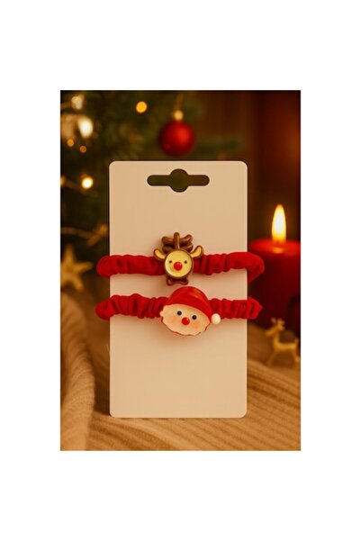 OEM Set de 2 elastice de păr de Crăciun (roșu/verde) - ideale pentru fete, an...