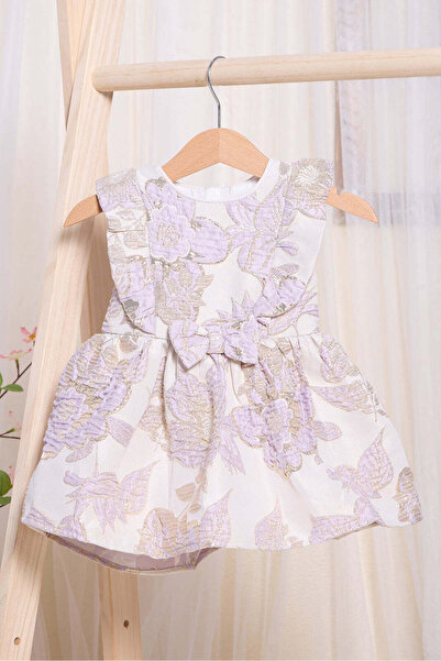 REDTAG Infant Girls Lilac Jacquard Dress