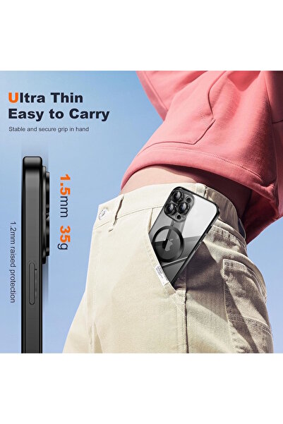 m.tk moveteck Samsung Galaxy A07 Kılıf Magsafe Wirelles Şarj Destekli Parlak Renkli Kenarlı Şeffaf Lensli Silikon