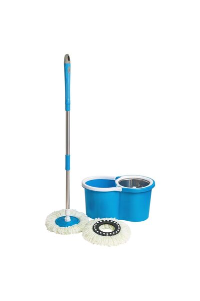Issa Rotary mop with bucket 19 x 40 x 21 cm, stainless steel extendable handle 125 cm, 32 cm reusable sup