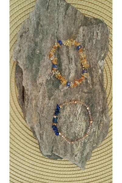 Cristaltree Set doua bratari din cristale de Citrin si Lapis lazuli