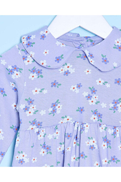 REDTAG Infant Girls Lilac Floral Print Dress