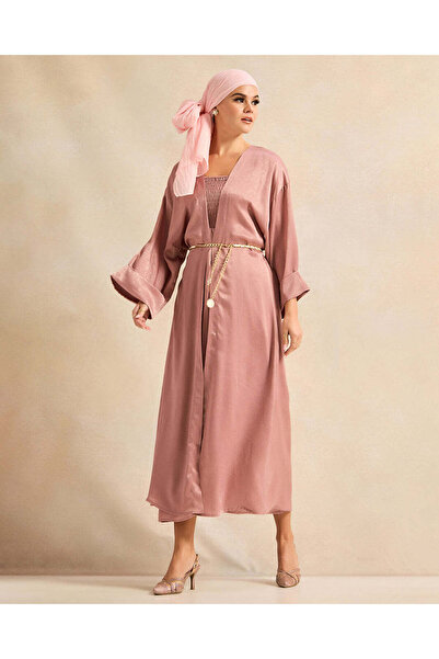 REDTAG فستان ماكسي بني اللون للنساء، مطوي من الأمام