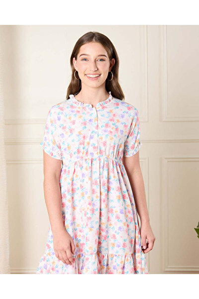 REDTAG Senior Girls White Printed Dress