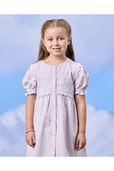 REDTAG Girls Lilac Lace Schiffli Dress