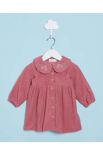 REDTAG Infant Girls Red Embroidered Dress