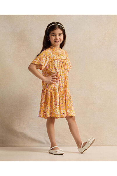 REDTAG Girls Yellow Printed Dress
