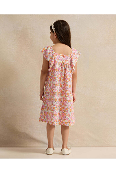 REDTAG Girls Orange Printed Dress