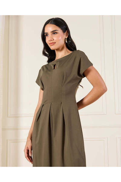 REDTAG Women Olive Pleat Detailed Dress