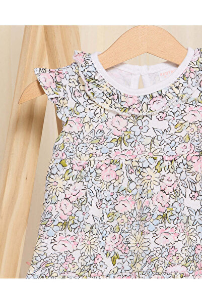 REDTAG Infant Girls White Floral Dress