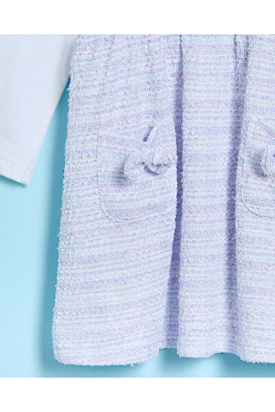 REDTAG Infant Girls Lilac And White Embellished Dress