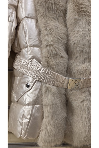 Park Moda Furry Shiny Quilted Coat