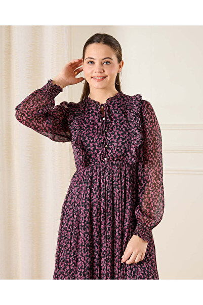 REDTAG Senior Girls Purple Printed Maxi Dress