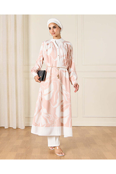 REDTAG فستان نسائي وردي مطبوع بحزام