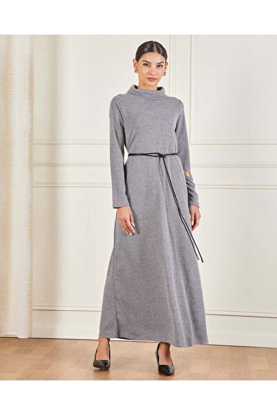 REDTAG Women Grey Jacquard Maxi Dress