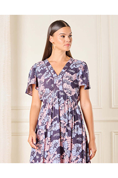 REDTAG Women Lilac A Line Flutter Sleeve Dress