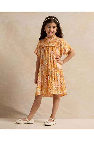 REDTAG Girls Yellow Printed Dress