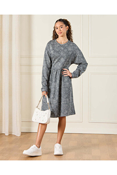 REDTAG Senior Girls Grey Floral Print Dress